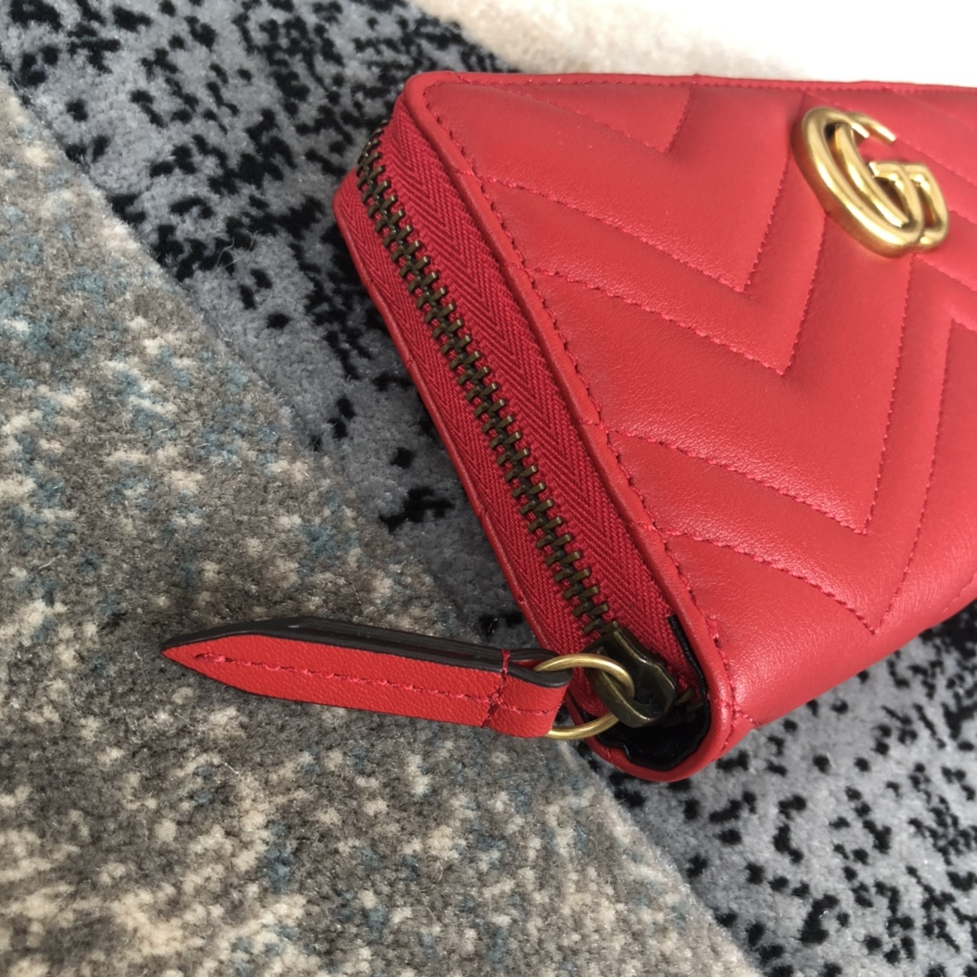 Gucci GG Marmont Zip Around Wallet 443123 Red